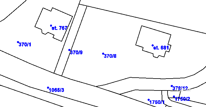 Parcela st. 370/8 v KÚ Staňkov-ves, Katastrální mapa