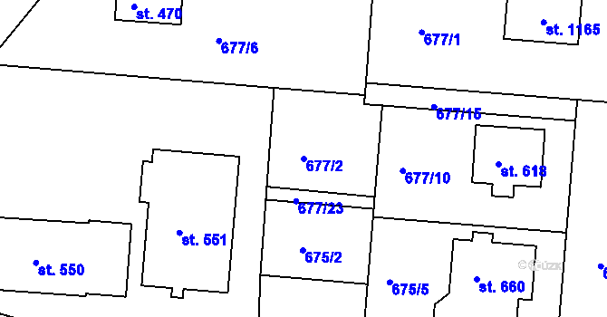 Parcela st. 677/2 v KÚ Staňkov-ves, Katastrální mapa