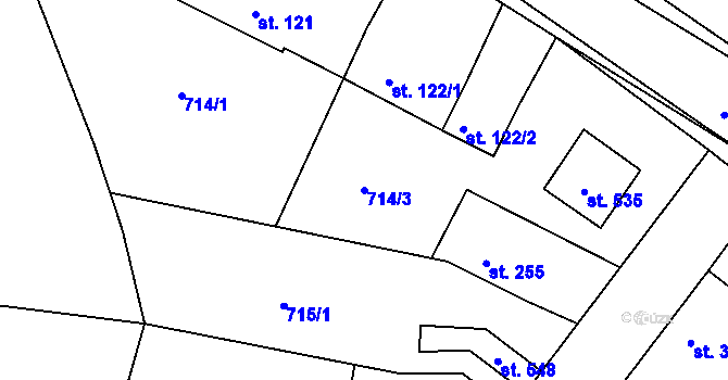 Parcela st. 714/3 v KÚ Staňkov-ves, Katastrální mapa