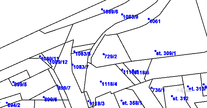 Parcela st. 729/2 v KÚ Staňkov-ves, Katastrální mapa