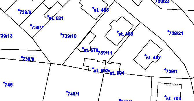Parcela st. 739/11 v KÚ Staňkov-ves, Katastrální mapa