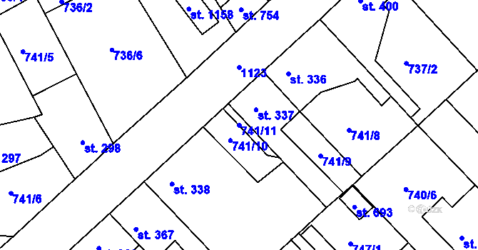 Parcela st. 741/11 v KÚ Staňkov-ves, Katastrální mapa