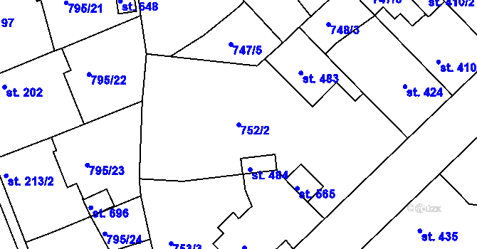 Parcela st. 752/2 v KÚ Staňkov-ves, Katastrální mapa