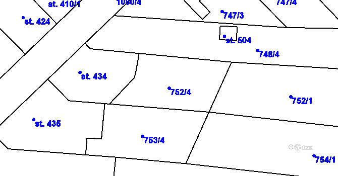 Parcela st. 752/4 v KÚ Staňkov-ves, Katastrální mapa