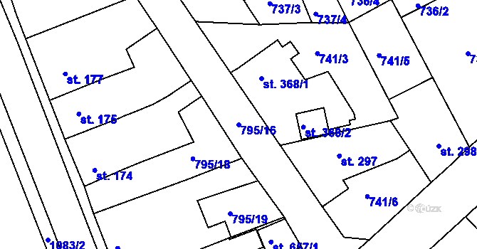 Parcela st. 795/16 v KÚ Staňkov-ves, Katastrální mapa