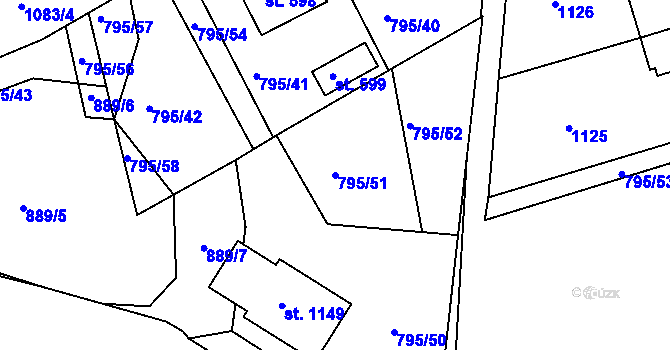 Parcela st. 795/51 v KÚ Staňkov-ves, Katastrální mapa