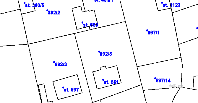 Parcela st. 892/5 v KÚ Staňkov-ves, Katastrální mapa