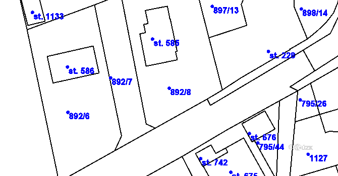 Parcela st. 892/8 v KÚ Staňkov-ves, Katastrální mapa