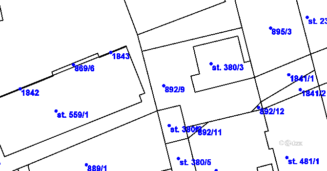 Parcela st. 892/9 v KÚ Staňkov-ves, Katastrální mapa