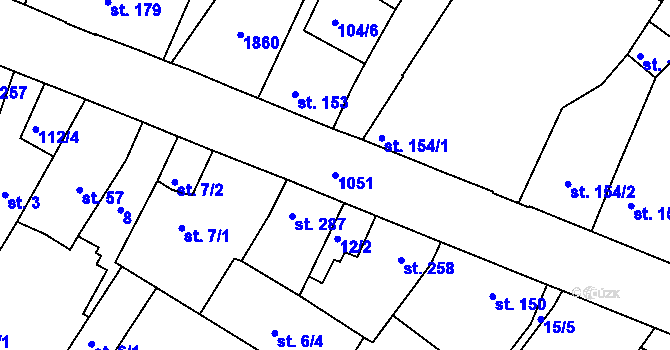 Parcela st. 1051 v KÚ Staňkov-ves, Katastrální mapa