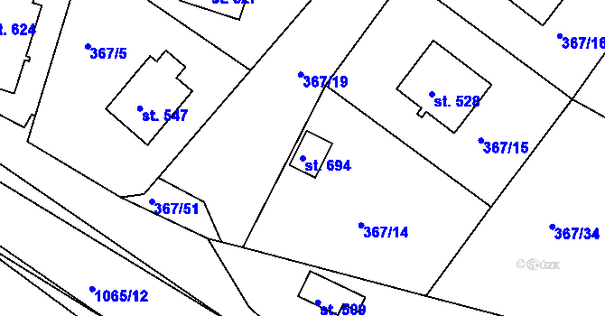 Parcela st. 694 v KÚ Staňkov-ves, Katastrální mapa
