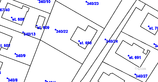 Parcela st. 690 v KÚ Staňkov-ves, Katastrální mapa