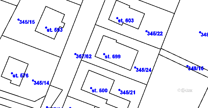 Parcela st. 699 v KÚ Staňkov-ves, Katastrální mapa