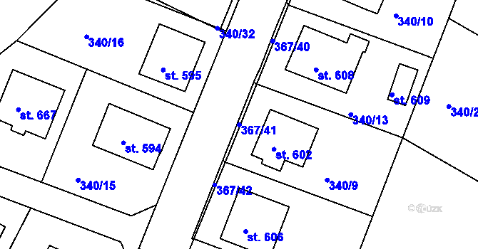 Parcela st. 367/41 v KÚ Staňkov-ves, Katastrální mapa