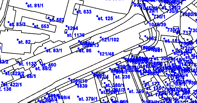 Parcela st. 121/48 v KÚ Staňkov-ves, Katastrální mapa