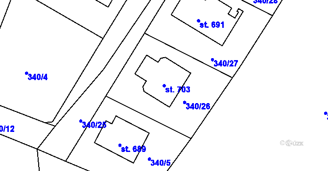 Parcela st. 703 v KÚ Staňkov-ves, Katastrální mapa
