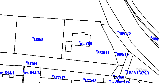 Parcela st. 706 v KÚ Staňkov-ves, Katastrální mapa