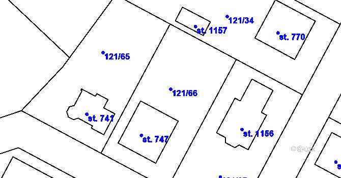 Parcela st. 121/66 v KÚ Staňkov-ves, Katastrální mapa