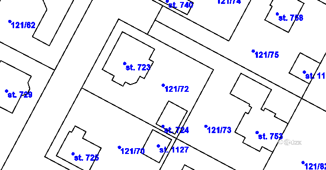 Parcela st. 121/72 v KÚ Staňkov-ves, Katastrální mapa