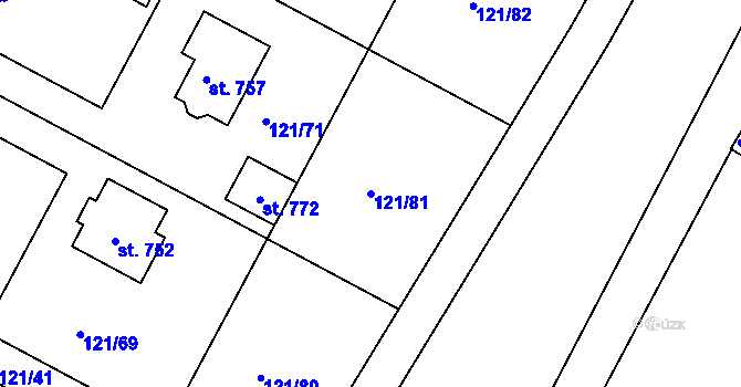 Parcela st. 121/81 v KÚ Staňkov-ves, Katastrální mapa