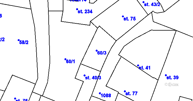 Parcela st. 60/3 v KÚ Staňkov-ves, Katastrální mapa