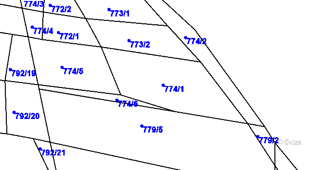 Parcela st. 774/1 v KÚ Staňkov-ves, Katastrální mapa