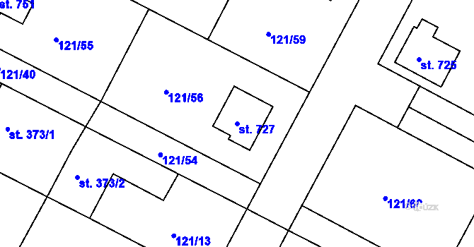 Parcela st. 727 v KÚ Staňkov-ves, Katastrální mapa
