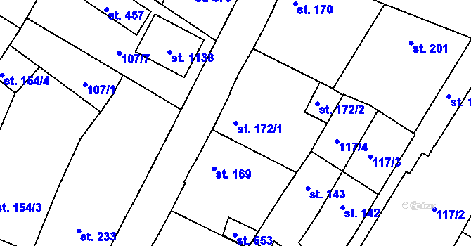 Parcela st. 172/1 v KÚ Staňkov-ves, Katastrální mapa