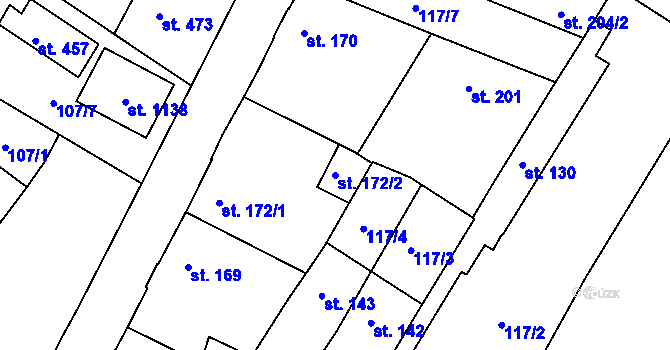 Parcela st. 172/2 v KÚ Staňkov-ves, Katastrální mapa