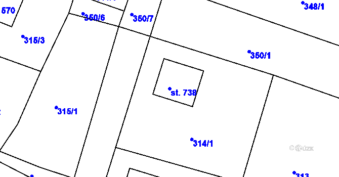 Parcela st. 738 v KÚ Staňkov-ves, Katastrální mapa
