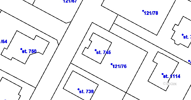 Parcela st. 745 v KÚ Staňkov-ves, Katastrální mapa