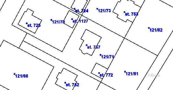 Parcela st. 757 v KÚ Staňkov-ves, Katastrální mapa