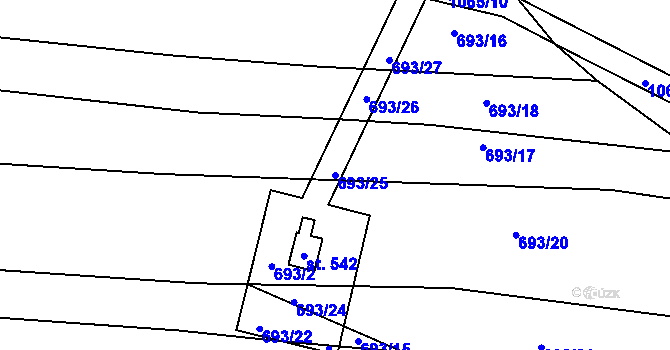 Parcela st. 693/25 v KÚ Staňkov-ves, Katastrální mapa