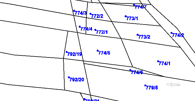 Parcela st. 774/5 v KÚ Staňkov-ves, Katastrální mapa