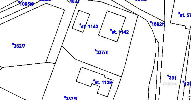 Parcela st. 337/1 v KÚ Staňkov-ves, Katastrální mapa