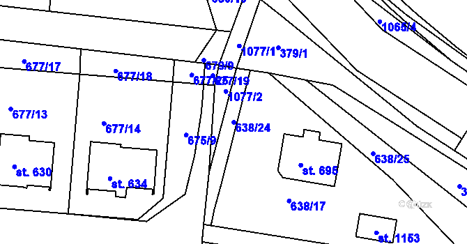 Parcela st. 638/24 v KÚ Staňkov-ves, Katastrální mapa