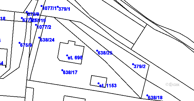 Parcela st. 638/25 v KÚ Staňkov-ves, Katastrální mapa