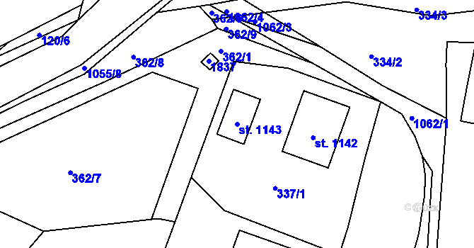 Parcela st. 1143 v KÚ Staňkov-ves, Katastrální mapa