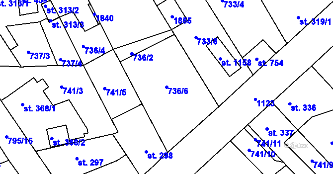 Parcela st. 736/6 v KÚ Staňkov-ves, Katastrální mapa