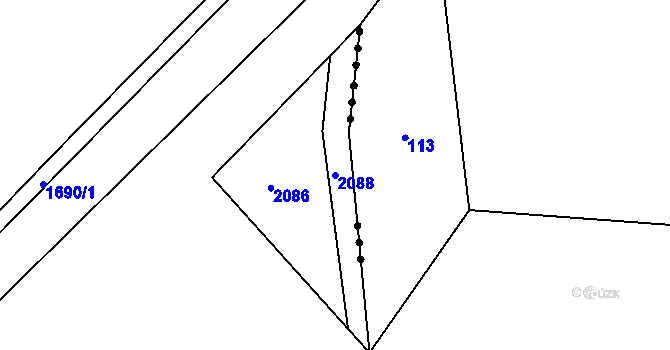 Parcela st. 2088 v KÚ Bražec u Bochova, Katastrální mapa