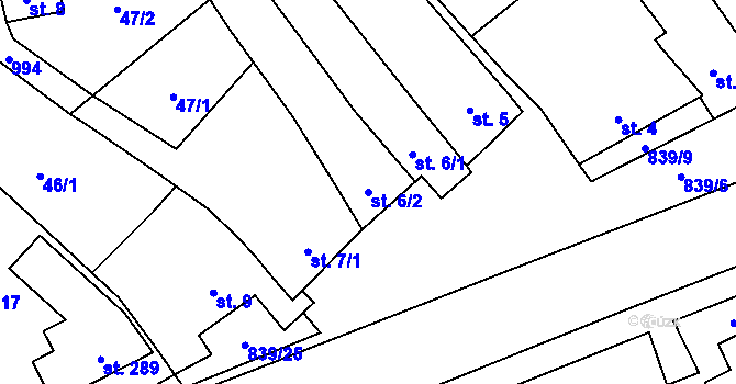 Parcela st. 6/2 v KÚ Zábrdovice u Vedrovic, Katastrální mapa