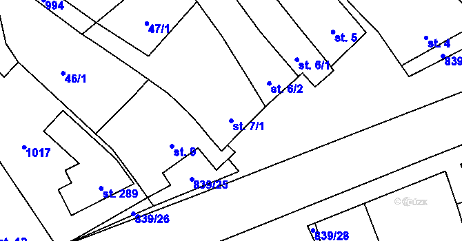 Parcela st. 7/1 v KÚ Zábrdovice u Vedrovic, Katastrální mapa