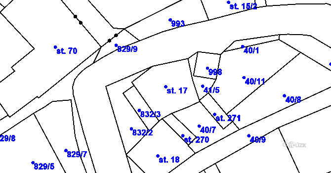 Parcela st. 17 v KÚ Zábrdovice u Vedrovic, Katastrální mapa