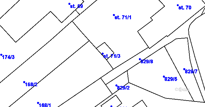 Parcela st. 71/3 v KÚ Zábrdovice u Vedrovic, Katastrální mapa
