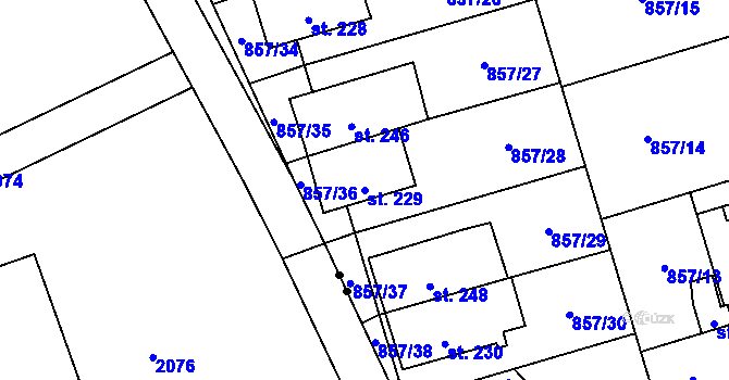 Parcela st. 229 v KÚ Zábrdovice u Vedrovic, Katastrální mapa