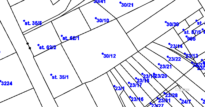 Parcela st. 30/12 v KÚ Zábrdovice u Vedrovic, Katastrální mapa