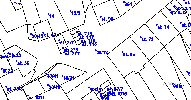 Parcela st. 30/18 v KÚ Zábrdovice u Vedrovic, Katastrální mapa