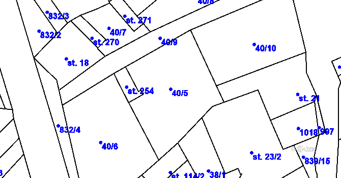 Parcela st. 40/5 v KÚ Zábrdovice u Vedrovic, Katastrální mapa
