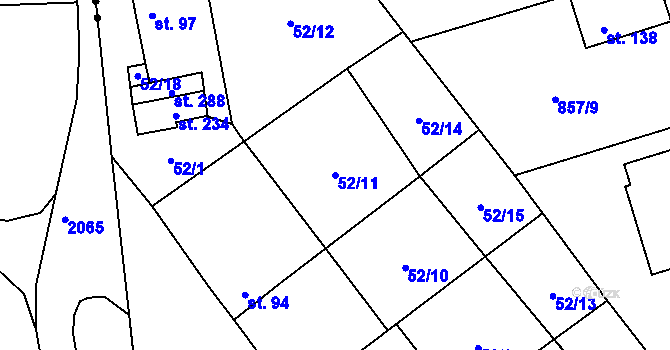 Parcela st. 52/11 v KÚ Zábrdovice u Vedrovic, Katastrální mapa