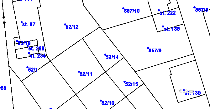 Parcela st. 52/14 v KÚ Zábrdovice u Vedrovic, Katastrální mapa